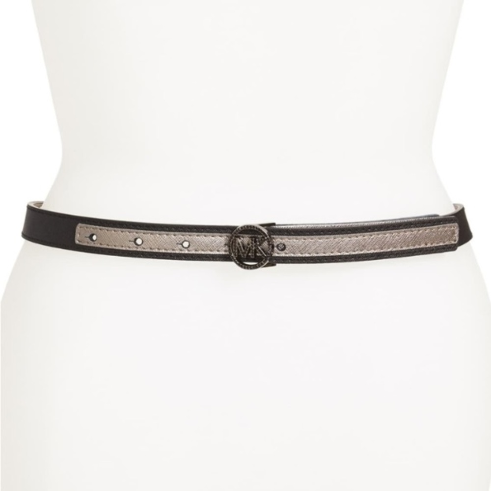 Michael Kors Pave’ logo leather 2 tone belt small